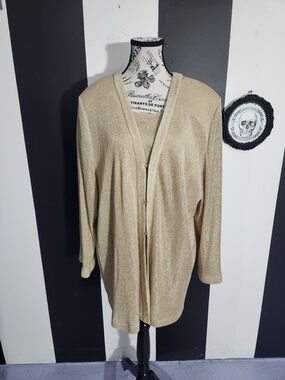2 Piece Joseph Ribkoff Metallic Gold Knit Top